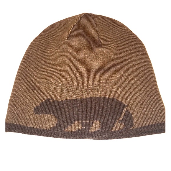 EDDIE BAUER reversible brown bear beanie - Picture 1 of 7